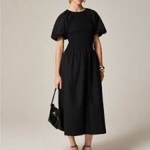 J. Crew Cotton Poplin Meadow Midi Dress in Black - NEW - Size XXSP